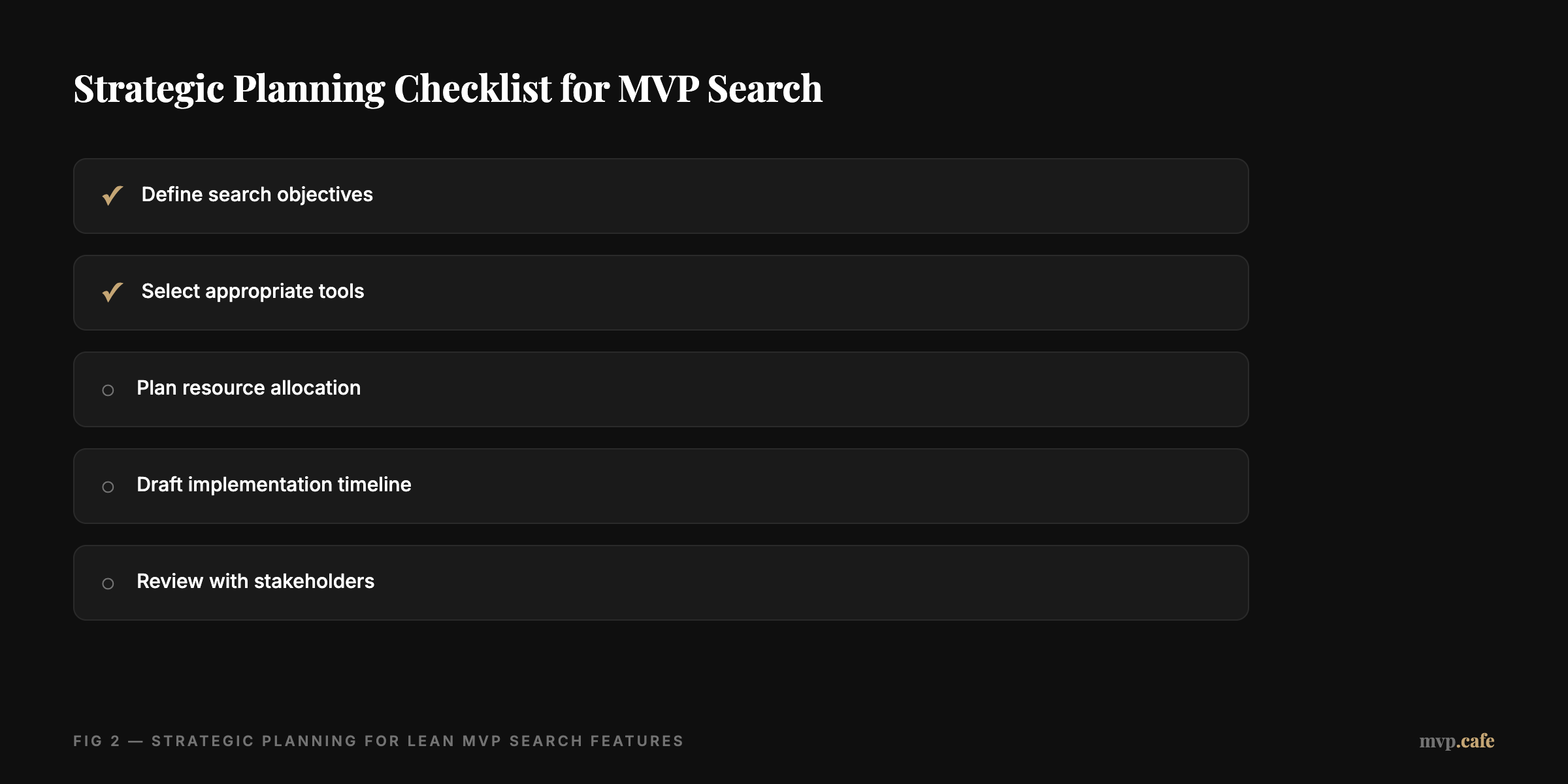 checklist — Checklist for strategic planning of MVP search features.