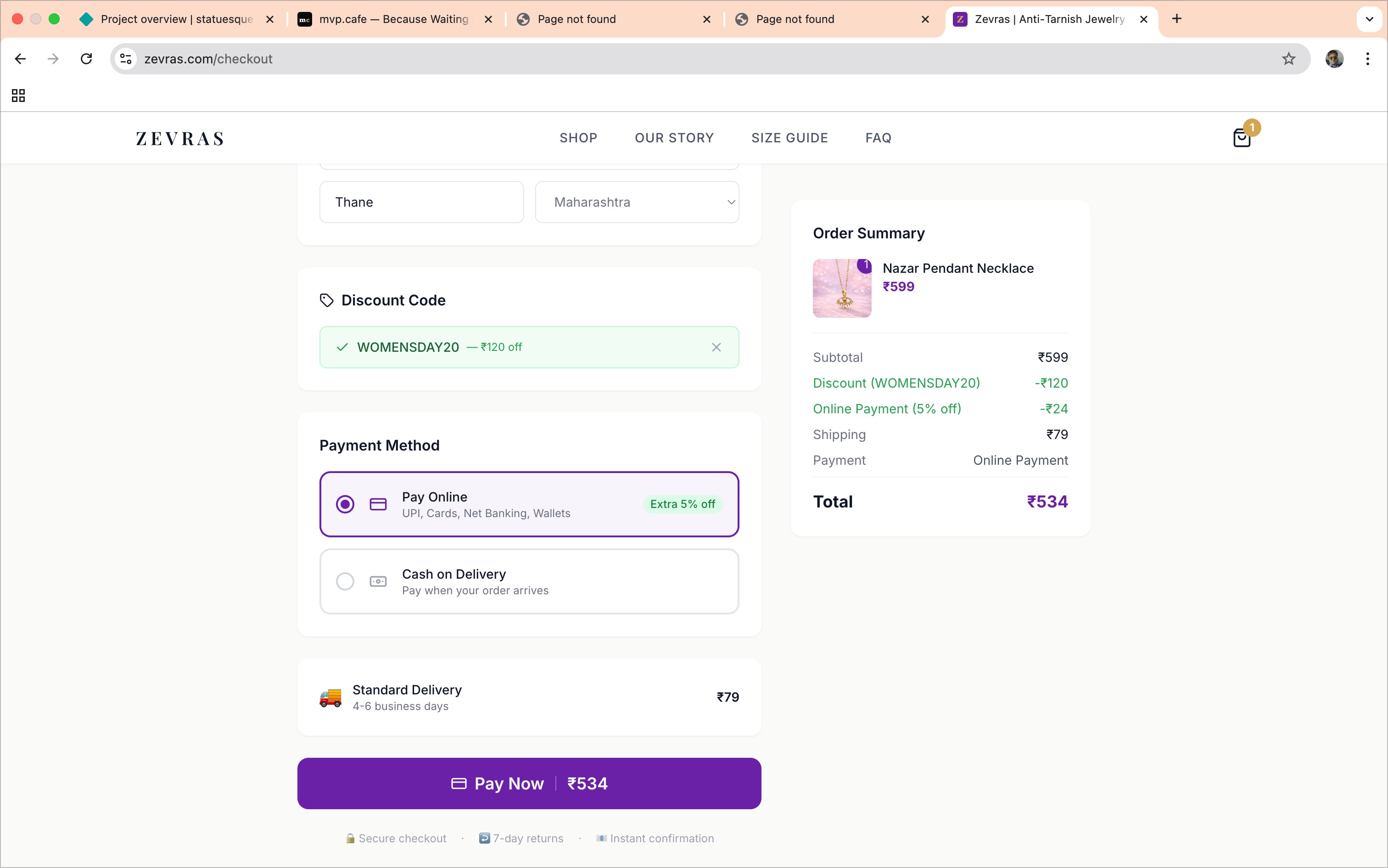 Checkout with payment options