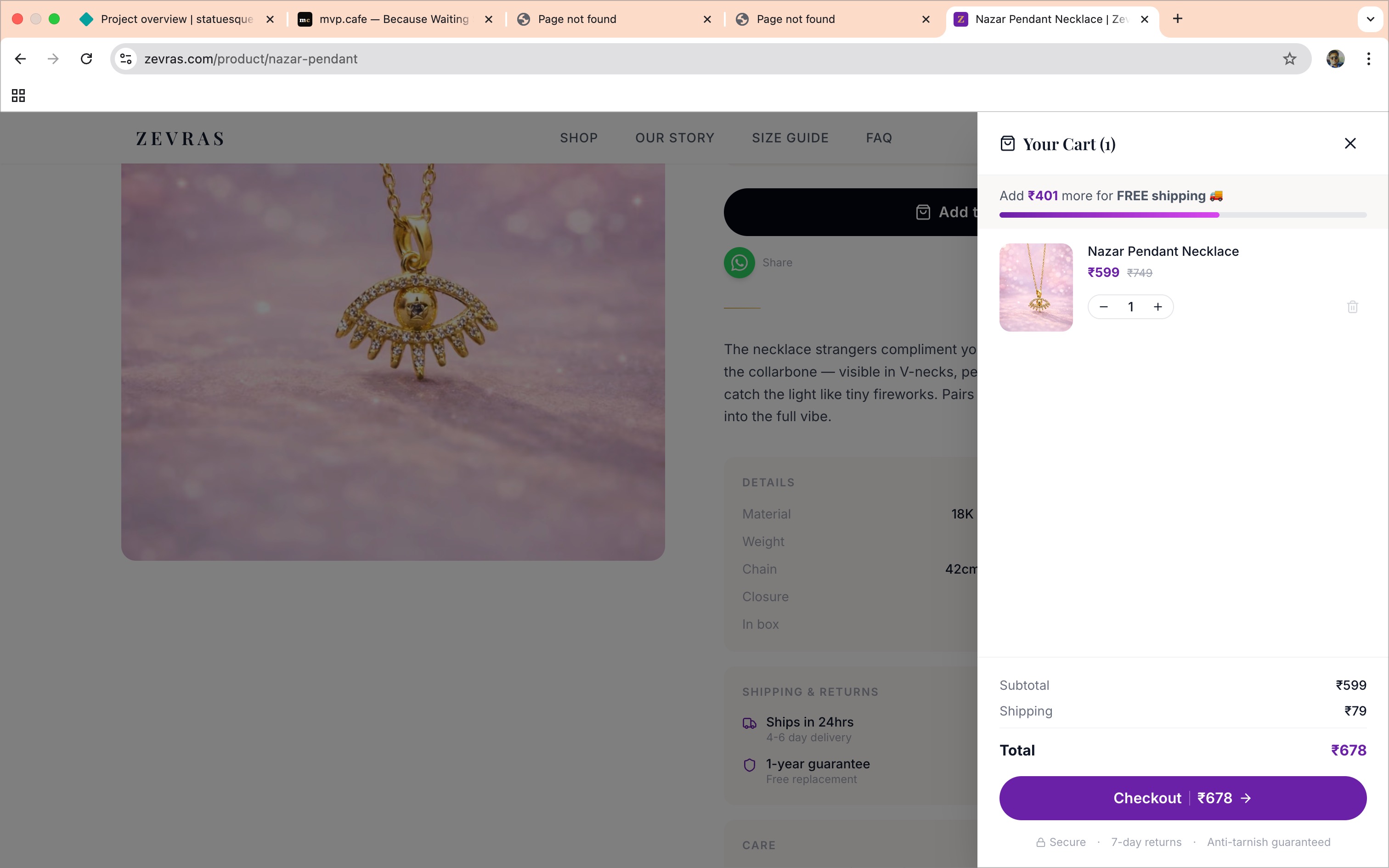 Cart drawer with progress bar
