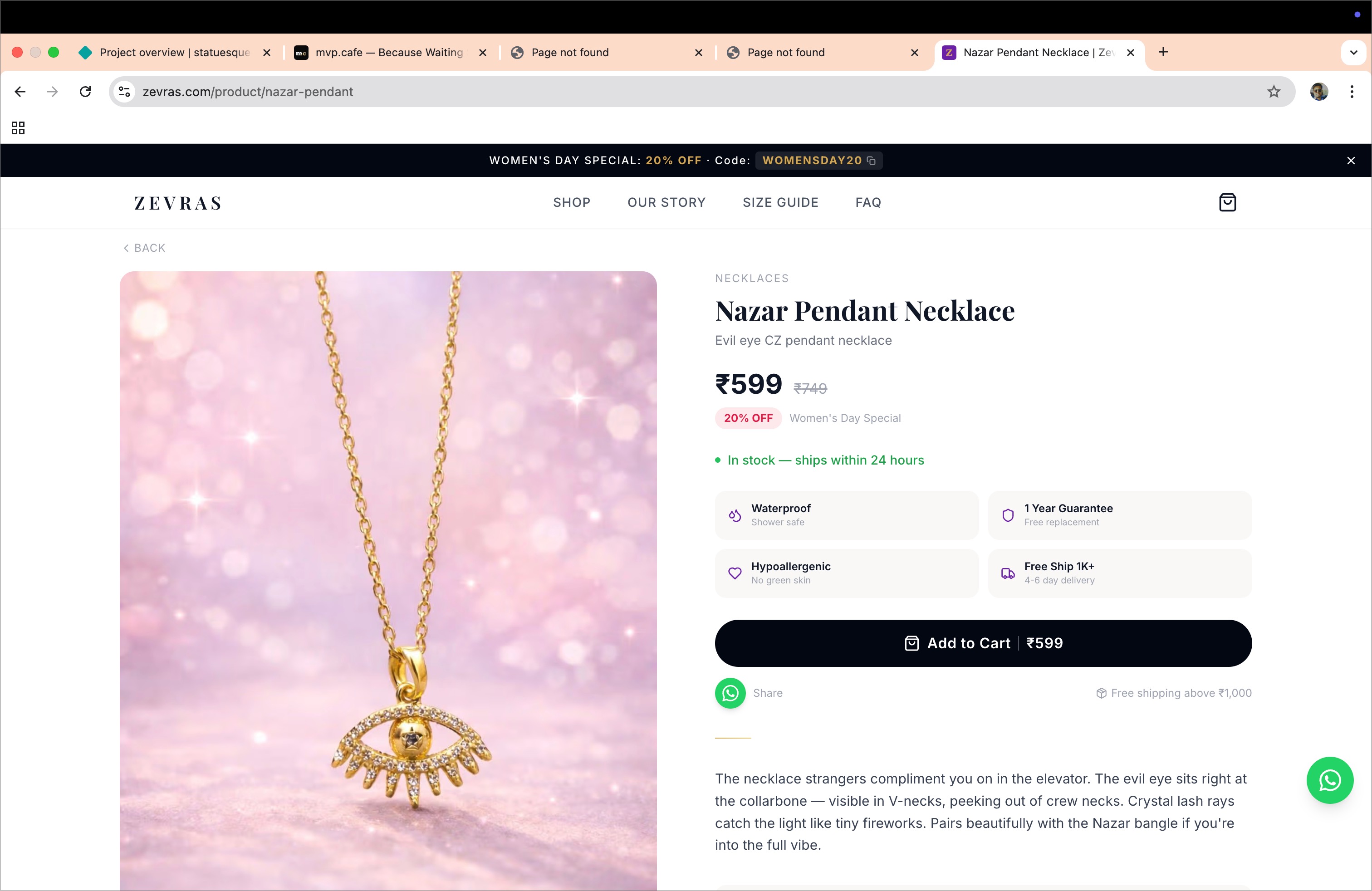 Product detail page